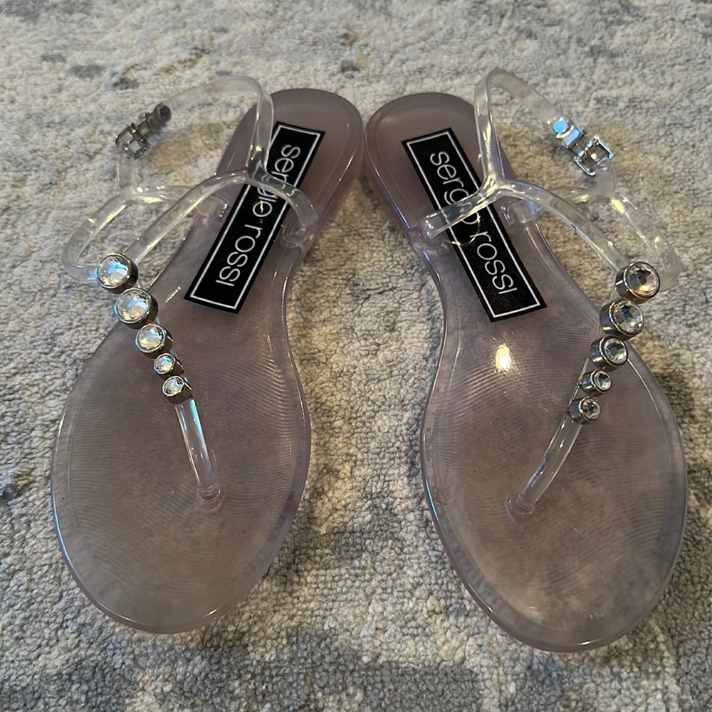 Sergio Rossi thong jelly sandals, with rhinestone detail size 38EU.